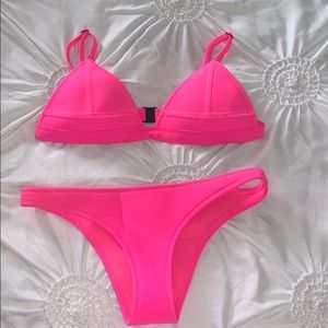 TRIANGL swimwear neon pink neoprene bikini